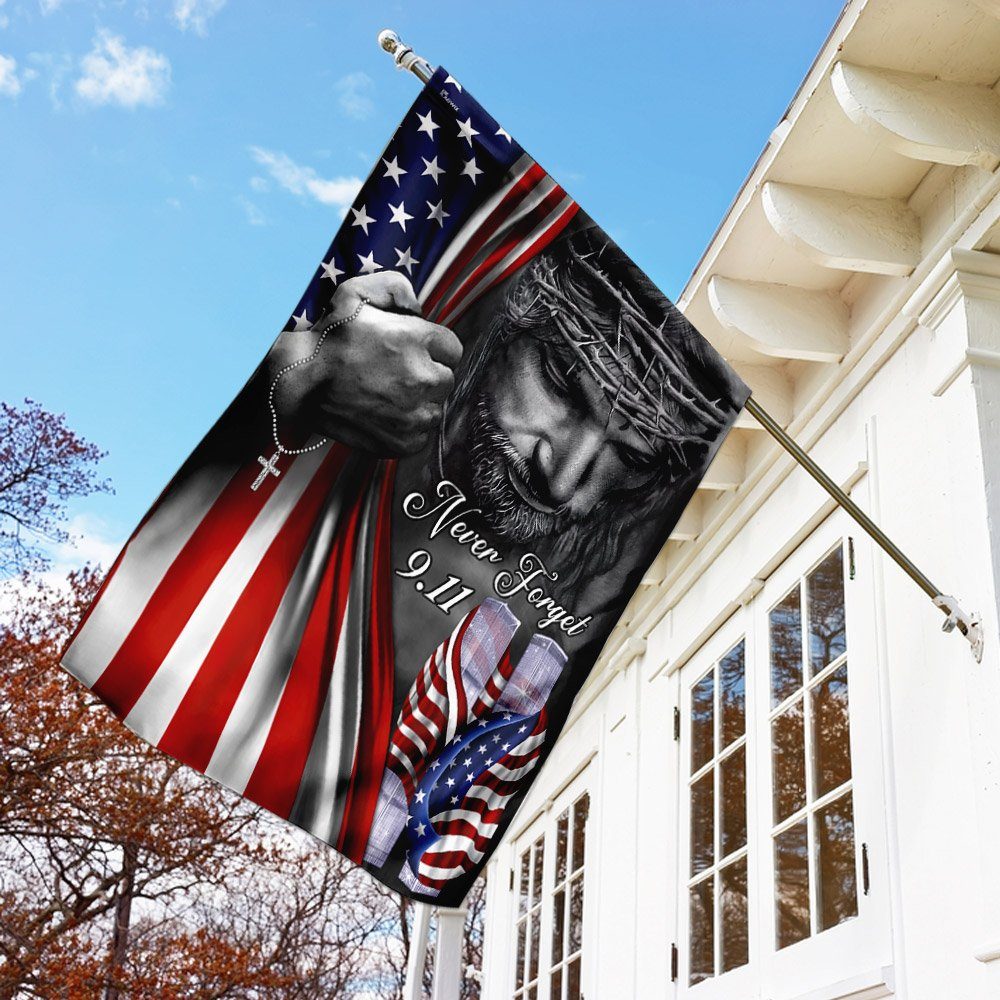 God Bless America 911 Flagwix™ God Jesus Never Forget September 11th American Flag TRL1198F - Image 4
