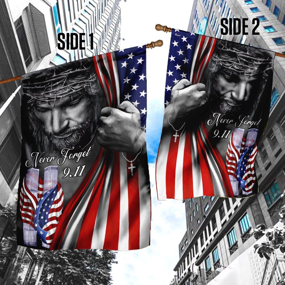 God Bless America 911 Flagwix™ God Jesus Never Forget September 11th American Flag TRL1198F - Image 3