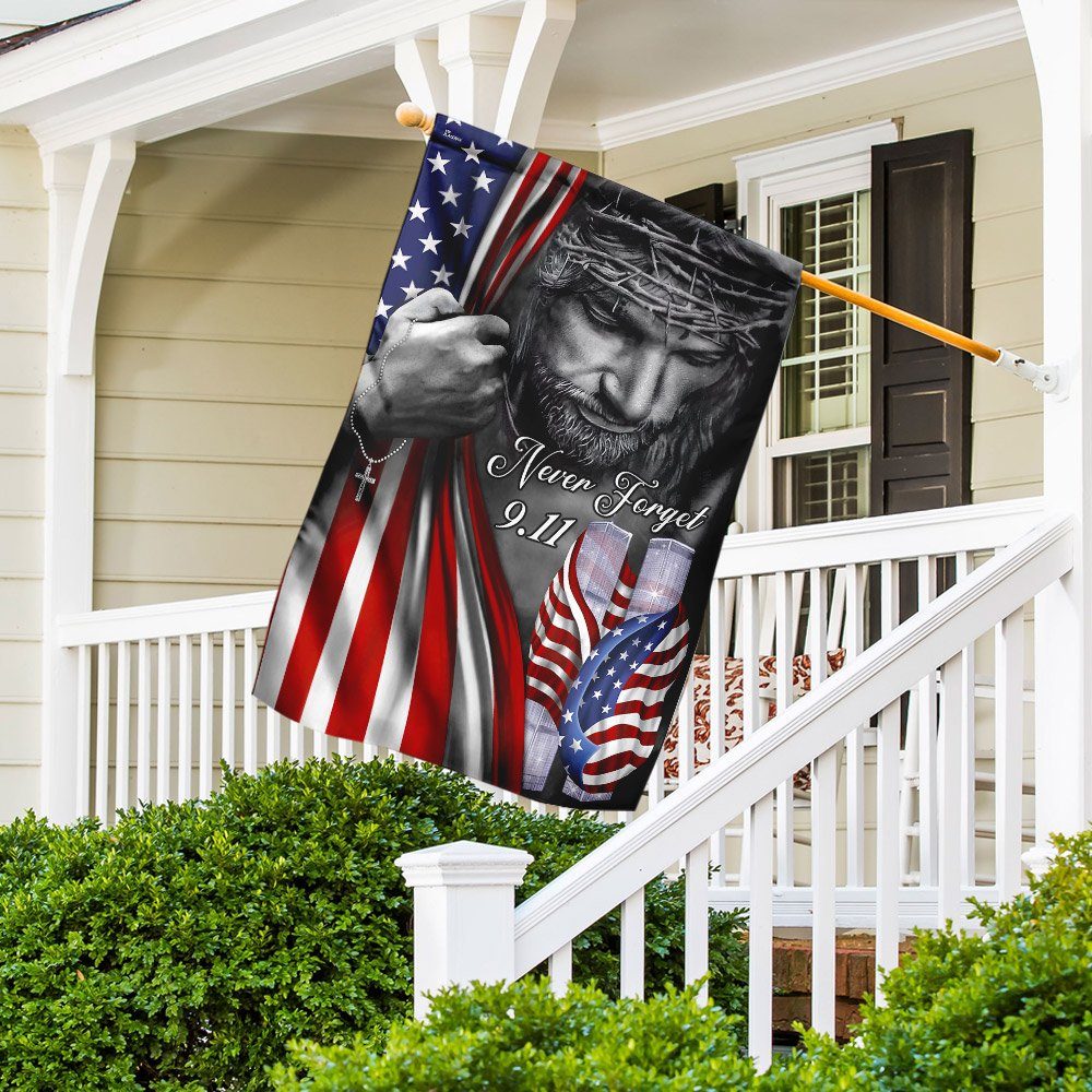 God Bless America 911 Flagwix™ God Jesus Never Forget September 11th American Flag TRL1198F - Image 2