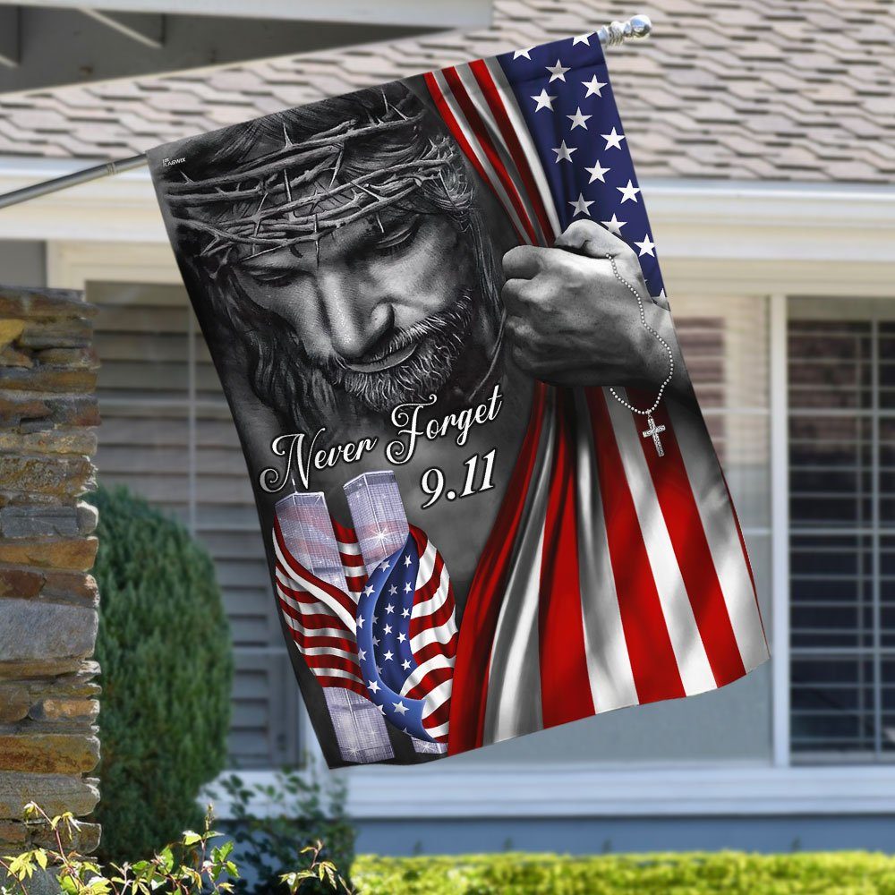God Bless America 911 Flagwix™ God Jesus Never Forget September 11th American Flag TRL1198F - Image 5