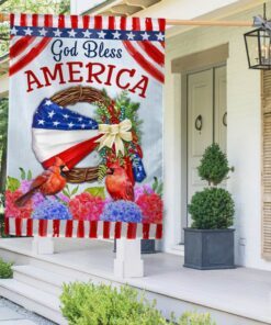 god bless america american wreath cardinal flag mln1409f 7289
