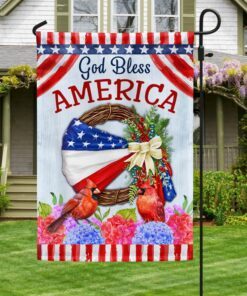 God Bless America American Wreath Cardinal Flag MLN1409F