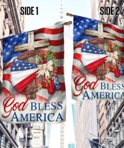 god bless america american wreath patriot christian cross flag mln1410f 1262