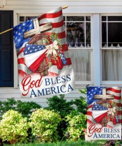 god bless america american wreath patriot christian cross flag mln1410f 2649
