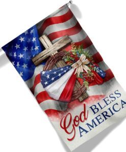 god bless america american wreath patriot christian cross flag mln1410f 5942