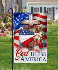 god bless america american wreath patriot christian cross flag mln1410f 6615