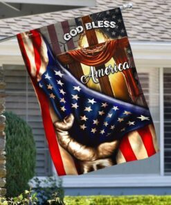god bless america christian cross flag 4409