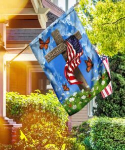 God Bless America Christian Cross US Flag