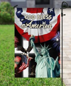 god bless america with pleated fan flag 2193