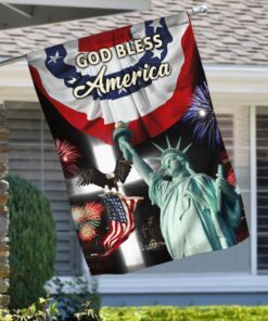 god bless america with pleated fan flag 3918