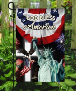 god bless america with pleated fan flag 5904