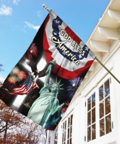 god bless america with pleated fan flag 6304