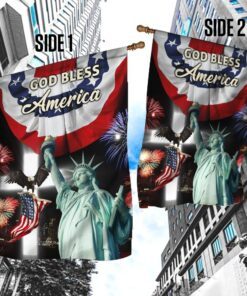 god bless america with pleated fan flag 6868