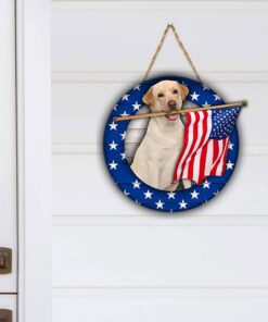 god bless america yellow labrador retriever wooden sign qnk21wd 6547