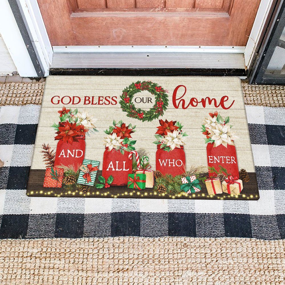 God Bless Our Home And All Who Enter Christmas Doormat TQN619DM - Image 3
