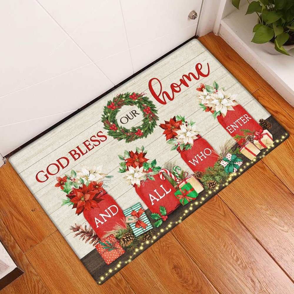 God Bless Our Home And All Who Enter Christmas Doormat TQN619DM - Image 5