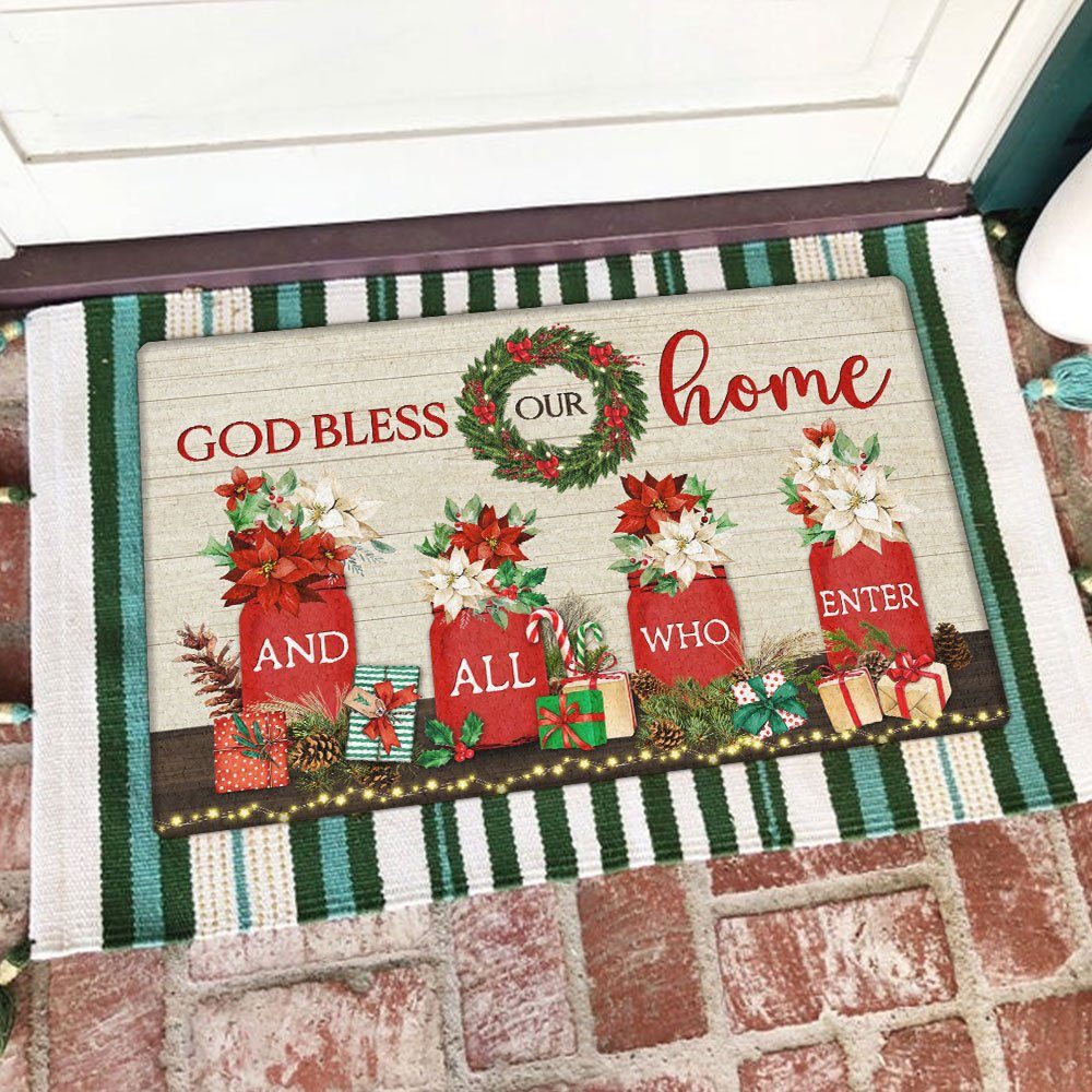 God Bless Our Home And All Who Enter Christmas Doormat TQN619DM - Image 4