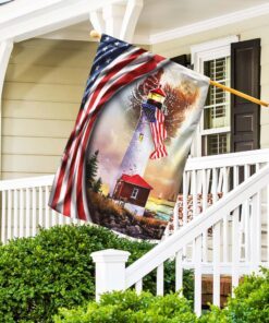 god is my light. lighthouse american flag thh3142fv2 6350