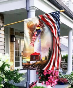 God Is My Light. Lighthouse American Flag THH3142Fv2