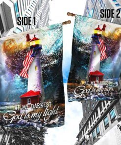 god is my light. lighthouse american flag thh3142fv3 7682