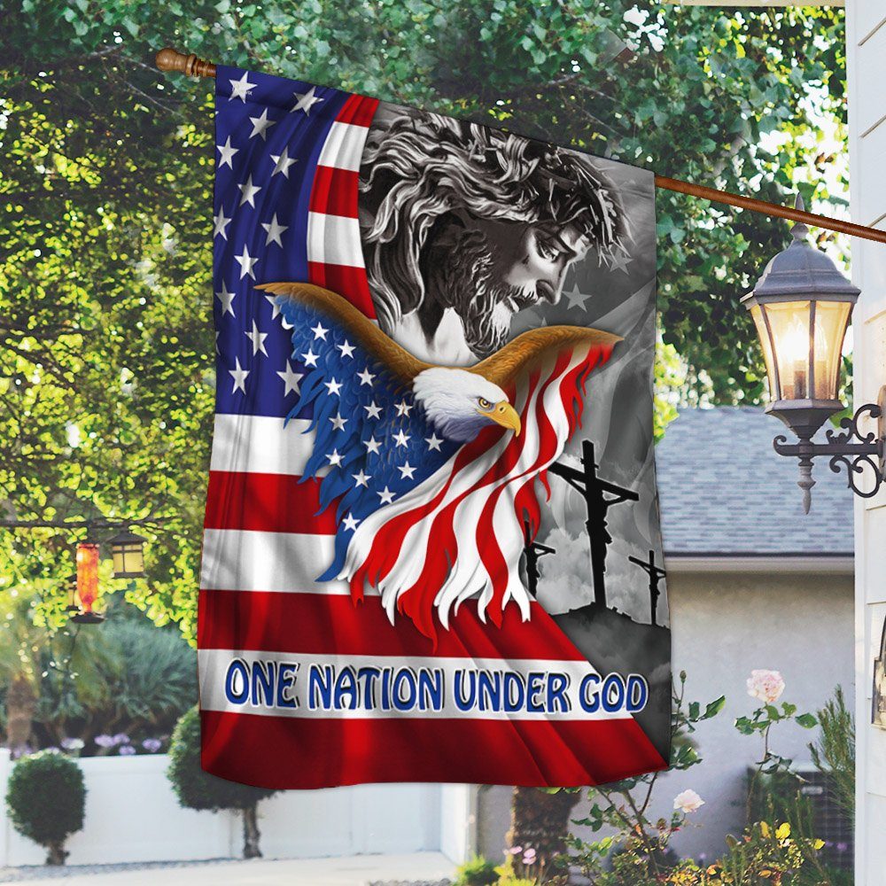 God Jesus Flag One Nation Under God American Eagle MLH1967F - Image 2