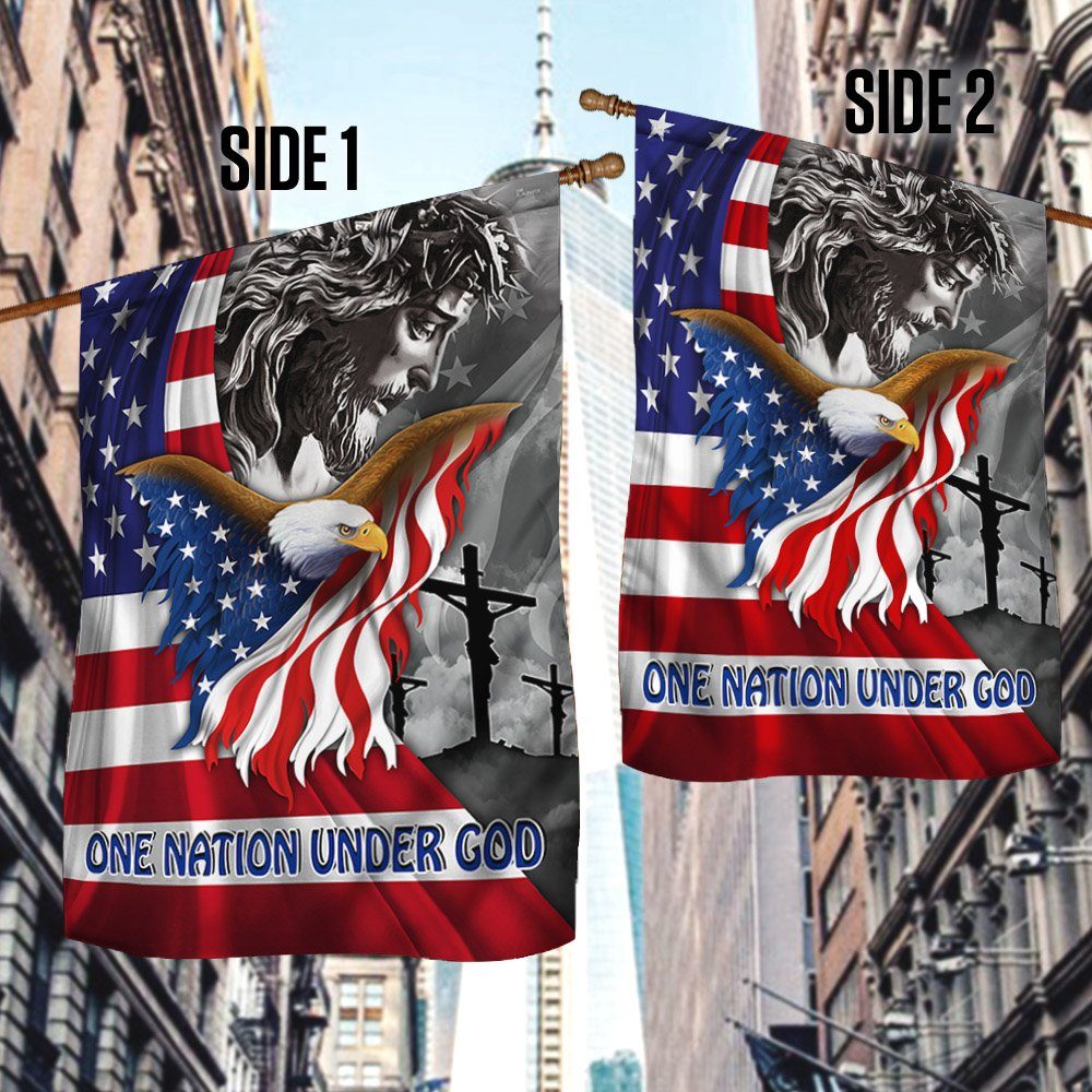 God Jesus Flag One Nation Under God American Eagle MLH1967F - Image 3
