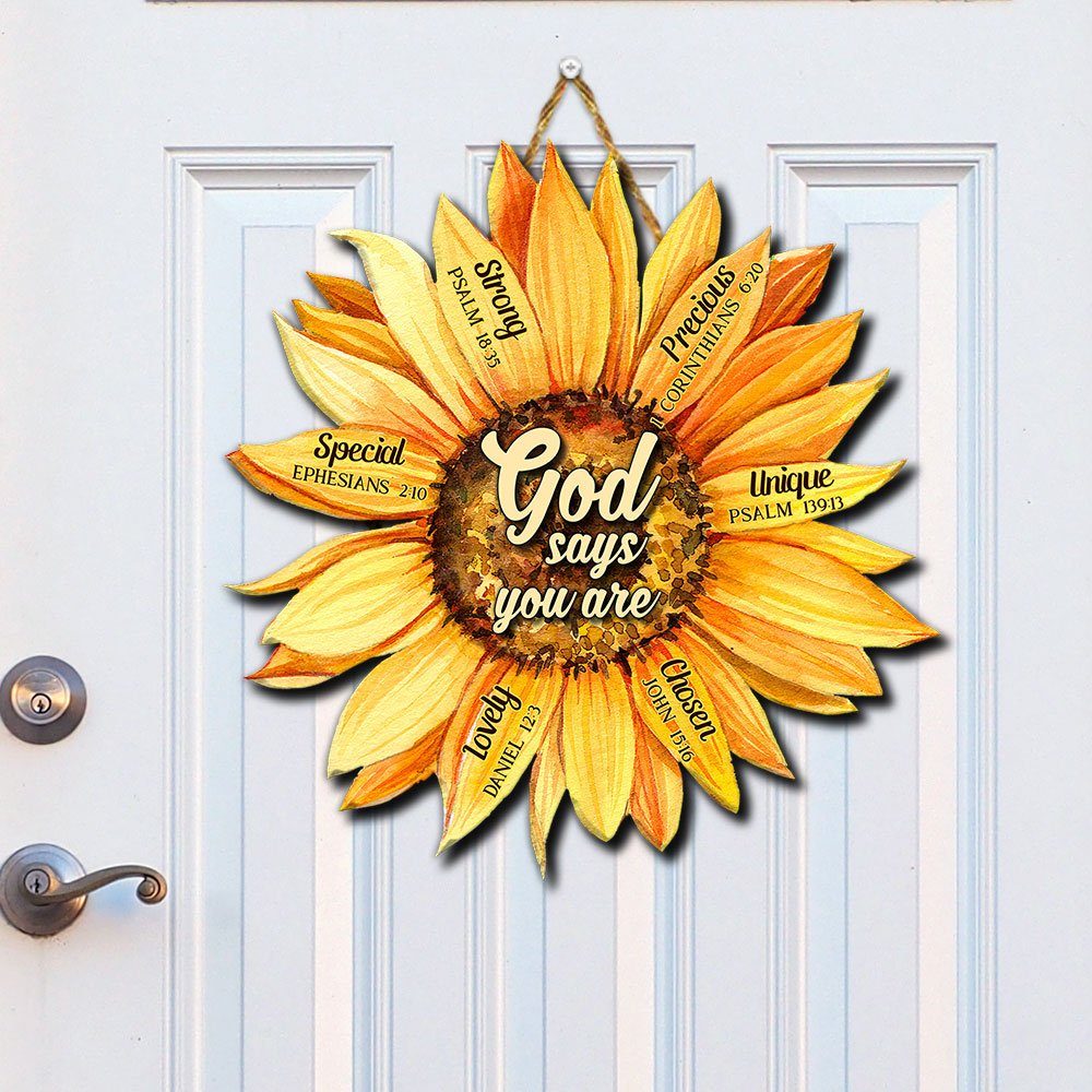 God Says You Are Lovely Strong Special Unique Precious Wooden Sign QNK07WD