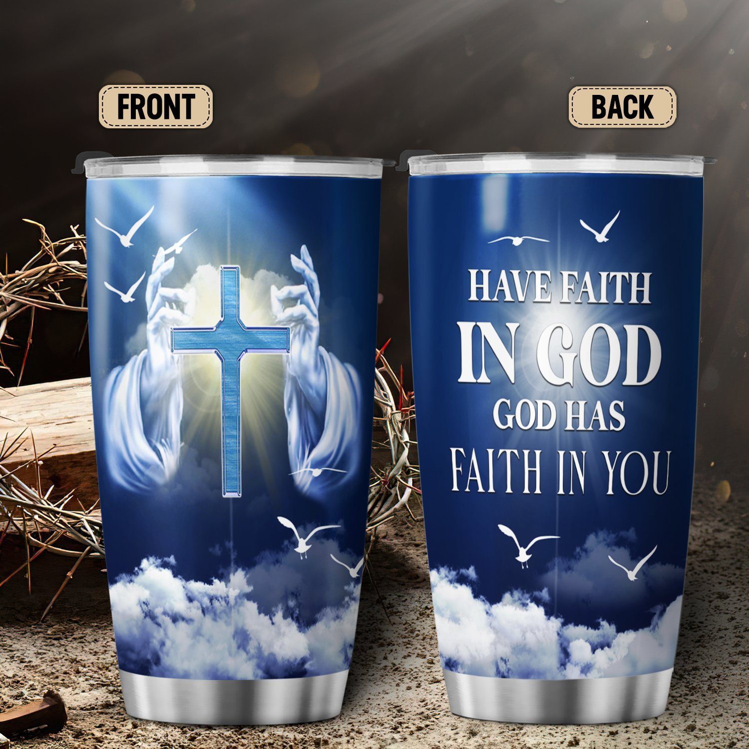 God Tumbler 20oz Have Faith In God God Has Faith In You LNT481TU - Image 2
