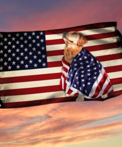 Golden Retriever American Patriot Grommet Flag BNL40GFv5
