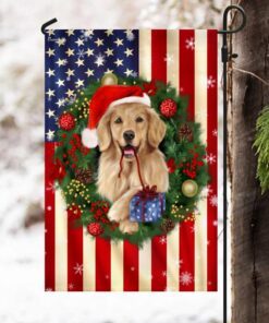 golden retriever christmas american flag thn3604f 4434