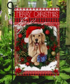 golden retriever christmas flag 1719