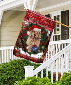golden retriever christmas flag 4676
