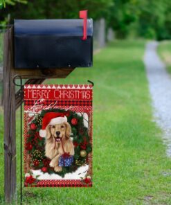 golden retriever christmas flag 7914