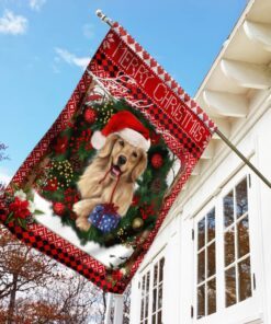 golden retriever christmas flag 7937