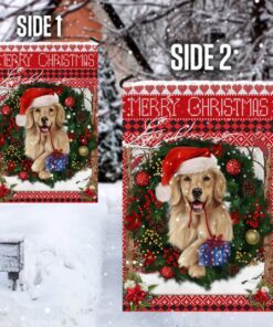 golden retriever christmas flag 8425