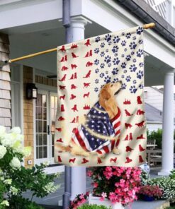 Golden Retriever Dog American Flag