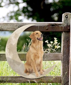 golden retriever dog and moon hanging metal sign qnk879msv20 6685
