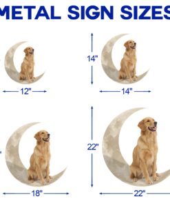 golden retriever dog and moon hanging metal sign qnk879msv20 7840
