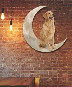 Golden Retriever Dog And Moon Hanging Metal Sign QNK879MSv20