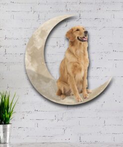golden retriever dog and moon hanging metal sign qnk879msv20 8821