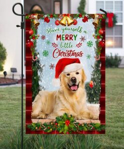 golden retriever dog flag, have yourself a merry little christmas qnn374fv2 2321