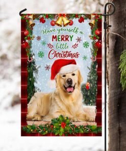 golden retriever dog flag, have yourself a merry little christmas qnn374fv2 2741