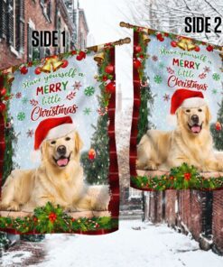 golden retriever dog flag, have yourself a merry little christmas qnn374fv2 3137