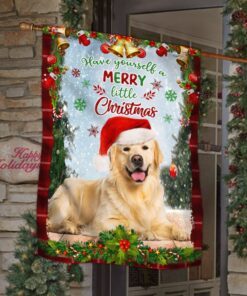 golden retriever dog flag, have yourself a merry little christmas qnn374fv2 4794