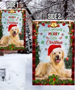 golden retriever dog flag, have yourself a merry little christmas qnn374fv2 7271