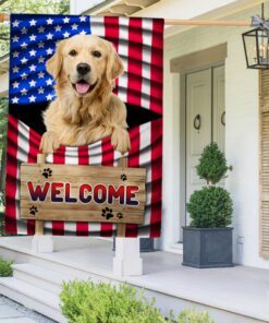 Golden Retriever Dog Welcome 4th Of July American Flag TQN1135Fv2