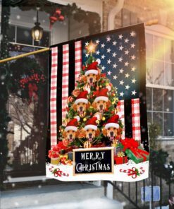 Golden Retriever Flag Golden Retriever Christmas Tree Flag TRN1485Fv1