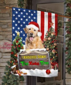 Golden Retriever Flag I Knocked Down The Xmas Tree LHA1918F