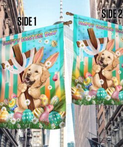 golden retriever flag jesus cross happy easter bunny bnl462fv1 3663
