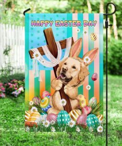 golden retriever flag jesus cross happy easter bunny bnl462fv1 4448
